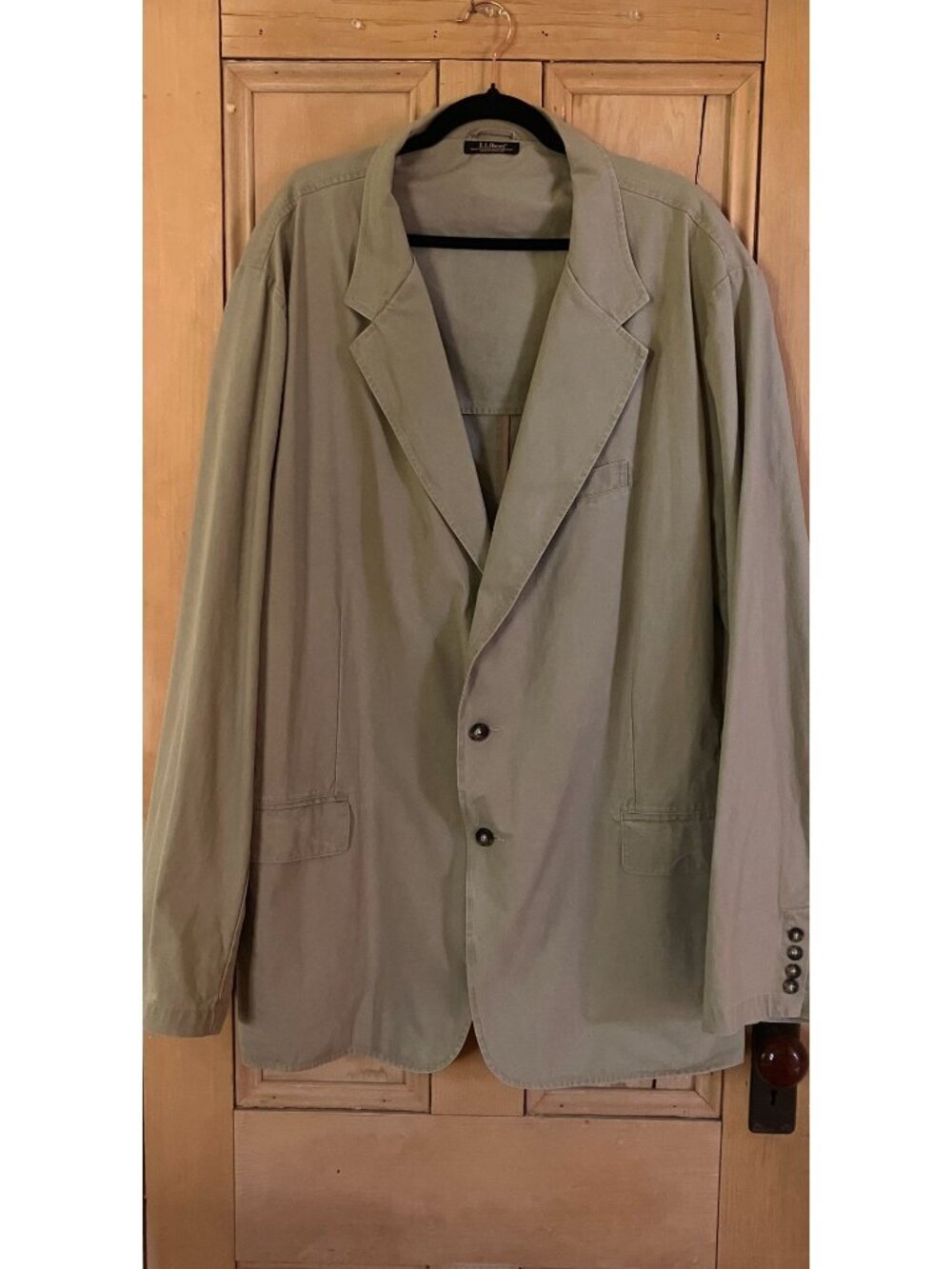 L.L.Bean Mens Two Button Khaki Tan Field Chore Jacket Size 52 TALL Beige SP EXC